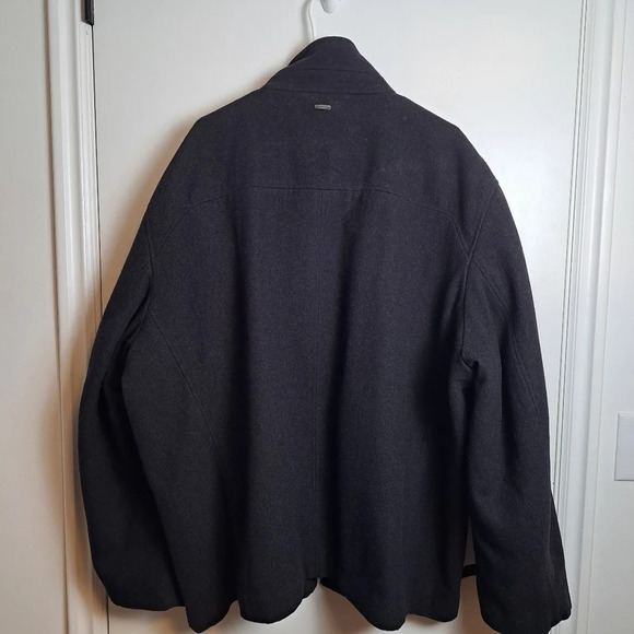 Calvin Klein Grey Wool Double Zipper Mock Neck Quality Jacket Coat Size 2XL - Picture 2 of 12